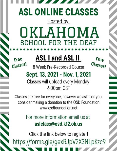 oklahoma school for the deaf free classes|oklahoma free asl class.